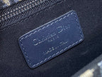 DIOR MONTAIGNE EAST-WEST 24 BAG WITH CHAIN IN NAVY BLUE LAMBSKIN AND MONOGRAM JACQUARD