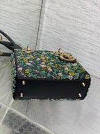 DIOR SMALL 20 BAG BLACK LAMBSKIN WITH SHOOTING STAR EMBROIDERY WOMEN 226114
