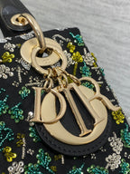 DIOR SMALL 20 BAG BLACK LAMBSKIN WITH SHOOTING STAR EMBROIDERY WOMEN 226114