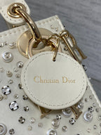 DIOR MINI 17 LADY BAG IN WHITE SATIN EMBROIDERED WITH BEADS 226310