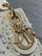 DIOR MINI 17 LADY BAG IN WHITE SATIN EMBROIDERED WITH BEADS 226310