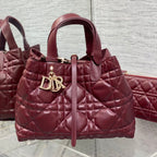 DIOR ALWAYS MEDIUM 28 BAG IN BURGUNDY RED MACROCANNAGE CALFSKIN