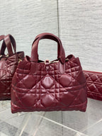DIOR ALWAYS MEDIUM 28 BAG IN BURGUNDY RED MACROCANNAGE CALFSKIN