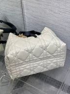 DIOR ALWAYS MINI 28 BAG IN WHITE MIX BLACK MACROCANNAGE CALFSKIN