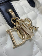 DIOR ALWAYS MINI 28 BAG IN WHITE MIX BLACK MACROCANNAGE CALFSKIN