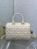 DIOR GROOVE 25 BAG IN WHITE CREAM MACROCANNAGE CALFSKIN WITH GOLD HARDWARE