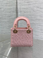 DIOR MICRO 12 LADY BAG IN BLUSH PINK SATIN WITH BEADING