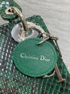 DIOR MINI 17 LADY BAG IN GREEN FOREST MIX BLACK SNAKESKIN PATTERN LAMBSKIN