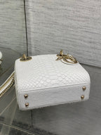 DIOR MINI 17 LADY BAG IN WHITE SNAKESKIN PATTERN LAMBSKIN