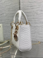 DIOR MINI 17 LADY BAG IN WHITE SNAKESKIN PATTERN LAMBSKIN
