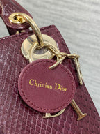 DIOR MINI 17 LADY BAG IN PLUM PURPLE SNAKESKIN PATTERN LAMBSKIN