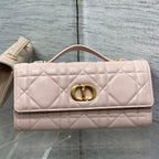 DIOR MISS CARO TOP HANDLE POUCH 24 IN PALE PINK MACROCANNAGE LAMBSKIN