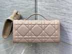 DIOR MISS CARO TOP HANDLE POUCH 24 IN BISQUE BEIGE MACROCANNAGE LAMBSKIN