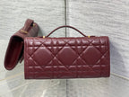 DIOR MISS CARO TOP HANDLE POUCH 24 IN TERRACOTTA RED MACROCANNAGE LAMBSKIN
