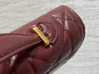 DIOR MISS CARO TOP HANDLE POUCH 24 IN TERRACOTTA RED MACROCANNAGE LAMBSKIN
