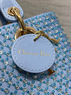 DIOR SMALL 16 LADY D-JOY BAG  IN POWDER BLUE CANNAGE LAMBSKIN WITH EMBROIDERED BEADWORK  BEADWORK