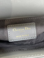 DIOR 25S MINI LADY  BAG 17 IN DARK GRAY CALFSKIN CHARM CRYSTAL EMBELLISHMENTS