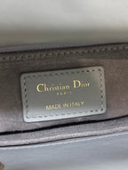 DIOR 25S LADY  BAG 20 IN DARK GRAY CALFSKIN CHARM PEARL EMBELLISHMENTS