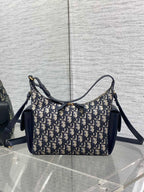 DIOR 25S MEDIUM D-DREAM BAG 24 IN BLUE  OBLIQUE JACQUARD AND SMOOTH CALFSKIN