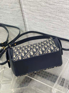 DIOR 25S MEDIUM D-DREAM BAG 24 IN BLUE  OBLIQUE JACQUARD AND SMOOTH CALFSKIN