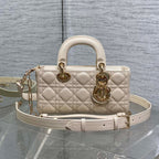 DIOR 25S SMALL LADY D-JOY 22 IN BEIGE LAMBSKIN GOLD HARDWRE