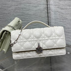 DIOR 25S  TALK PHONE POUCH 21 IN WHITE CANNAGE LAMBSKIN SILVER HARDWRE