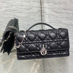 DIOR 25S  TALK PHONE POUCH 21 IN BLACK CANNAGE LAMBSKIN SILVER HARDWRE