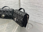 DIOR 25S  TALK PHONE POUCH 21 IN BLACK CANNAGE LAMBSKIN SILVER HARDWARE