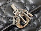 DIOR 25S  TALK PHONE POUCH 21 IN BLACK CANNAGE LAMBSKIN SILVER HARDWARE