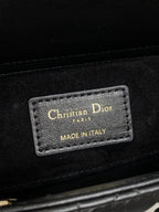 DIOR 25S SMALL LADY D‑JOY BAG 22 IN BLACK CALFSKIN GOLD HARDWARE