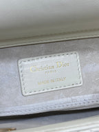 DIOR 25S SMALL LADY D‑JOY BAG 22 IN IVORY CALFSKIN GOLD HARDWRE
