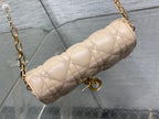 DIOR 25S  TALK PHONE POUCH 18 IN LIGHT IVORY CANNAGE LAMBSKIN