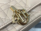 DIOR 25S  TALK PHONE POUCH 18 IN LIGHT IVORY CANNAGE LAMBSKIN