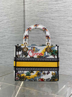 DIOR 25S SMALL LADY D-LITE BAG 24 IN YELLOW CANVAS  CANNES