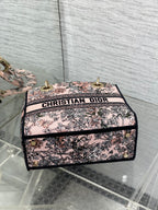 DIOR 25S SMALL LADY D-LITE BAG 24 IN PINK  FLOWERS CALENDAR ALLOVER EMBROIDERY
