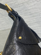 DIOR 25S SMALL VOYAGE BAG 23 IN BLACK FLAT MACROCANNAGE GRAINED GLOSSY CALFSKIN