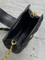 DIOR 25S JOLIE TOP HANDLE MINI BAG 18 IN BLACK CALFSKIN GOLD HARDWARE