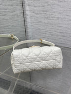 DIOR 25S JOLIE TOP HANDLE MINI BAG 18 IN WHITE CALFSKIN GOLD HARDWRE