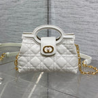 DIOR 25S JOLIE TOP HANDLE MINI BAG 18 IN WHITE CALFSKIN GOLD HARDWRE