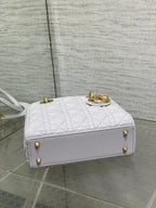 DIOR 25S LADY  BAG 20 IN LILAC CANNAGE CALFSKIN GOLD HARDWRE