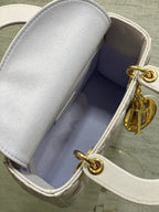 DIOR 25S LADY  BAG 20 IN LILAC CANNAGE CALFSKIN GOLD HARDWRE