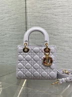 DIOR 25S LADY  BAG 20 IN LILAC CANNAGE CALFSKIN GOLD HARDWRE