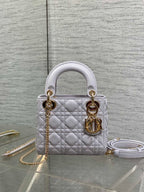 DIOR 25S MINI LADY  BAG 17 IN LILAC CANNAGE CALFSKIN GOLD HARDWRE
