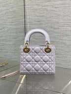 DIOR 25S MINI LADY  BAG 17 IN LILAC CALFSKIN CHARM CRYSTAL EMBELLISHMENTS