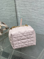 DIOR 25S TOUJOURS VERTICAL TOTE BAG 18 IN LIGHT PINK CALFSKIN WITH CHARM BRACELET STRAP