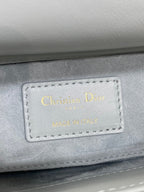 DIOR 25S SMALL LADY D‑JOY BAG 22 IN SHIRT BLUE CALFSKIN GOLD HARDWARE