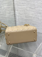 DIOR 25S MEDIUM LADY BAG 24 IN POWDER BEIGE CALFSKIN GOLD HARDWRE