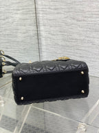 DIOR 25S MEDIUM LADY BAG 24 IN BLACK CALFSKIN GOLD HARDWRE
