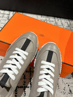 HERMES BOUNCING SNEAKER IN KHAKI BEIGE CALFSKIN