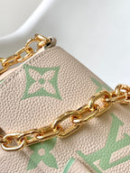 LOUIS VUITTON FAVORITE BAG 24 IN BEIGE MIX GREEN MONOGRAM SOFT GRAINED COWHIDE
